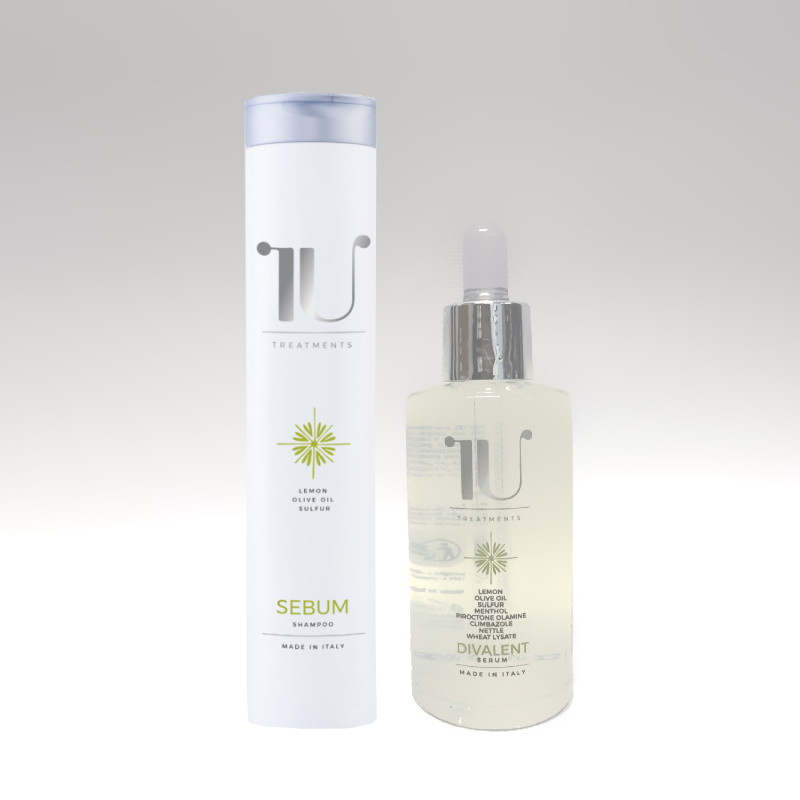 Zestaw  przeciwłojotokowy - szampon Sebum i serum Divalent - Carisma Professional